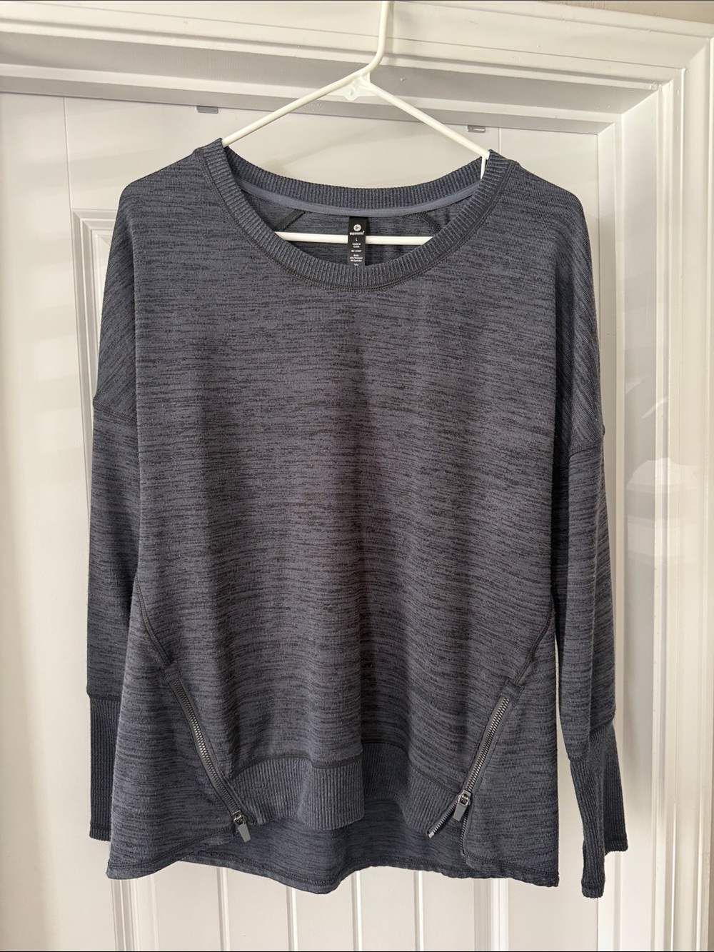 90 Degree By Reflex Heathered Charcoal Gray Zip-Pocket Pullover